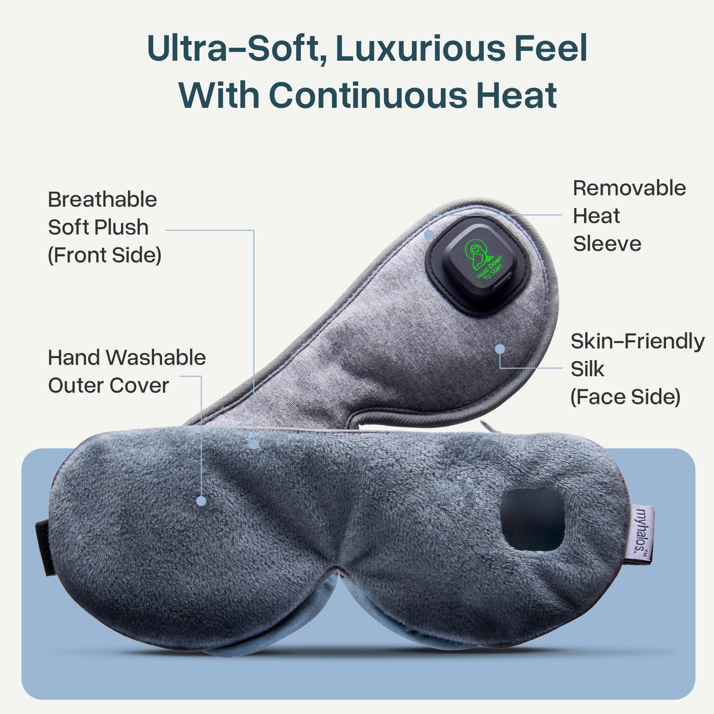 MyHalos Cordless Heated Eye Mask for Dry Eyes - Rechargeable Eye Heat Mask - Eye Warm Compress with Washable Cover - Sinus Heating Pad for Eyes, Styes & Blepharitis - MGD heated eye masks for dry eyes