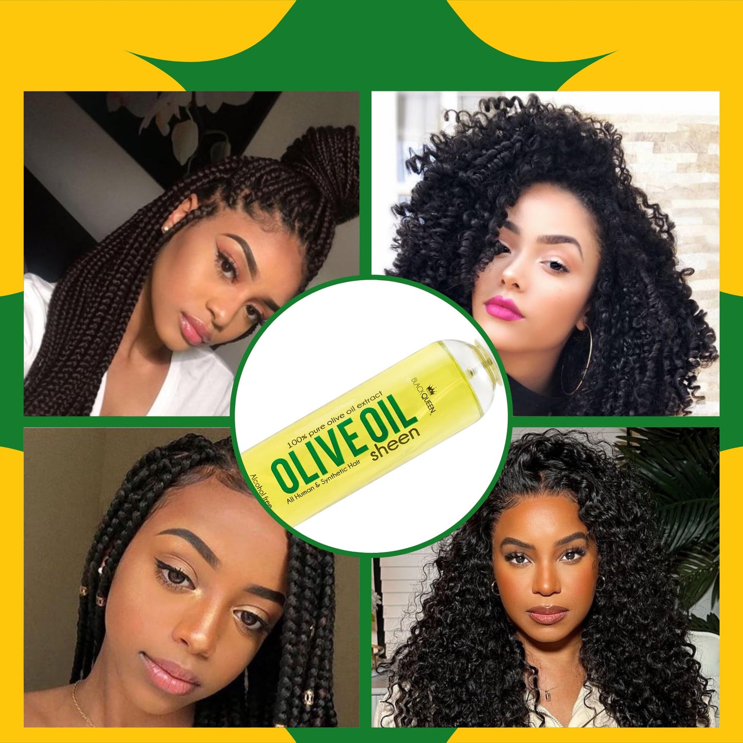 Black Queen Olive Oil Sheen Spray for Locs, Dreadlocks, Twists, Braids, Cornrows, 4C Hair - Moisturizing, Refreshing - 8 oz- Mad