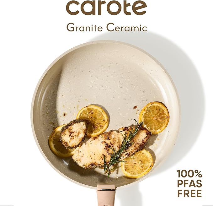 CAROTE 23PCS Pots and Pans set Non Stick, Ceramic Cookware Set, RV Kitchen Cooking Set Removable Handles, Oven Safe, Induction Coolware, Non-toxic Kitchen Cooking Set, PFAS and PFOA Free