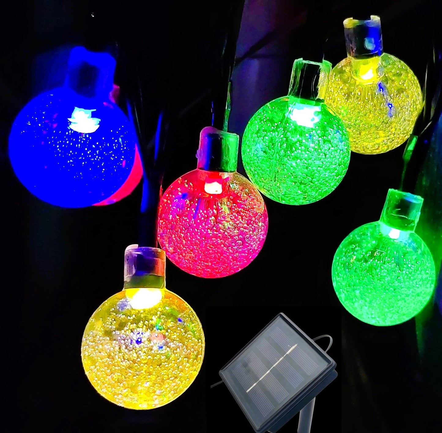SPLOcolor Solar String Lights, 36FT, 60 LEDs, 8 Modes, Waterproof, Multicolor-60LED, Model S-SC-M-60