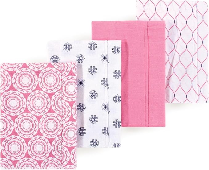 Luvable Friends Hudson Baby Flannel Burp Cloths 4pk, Pink Medallion