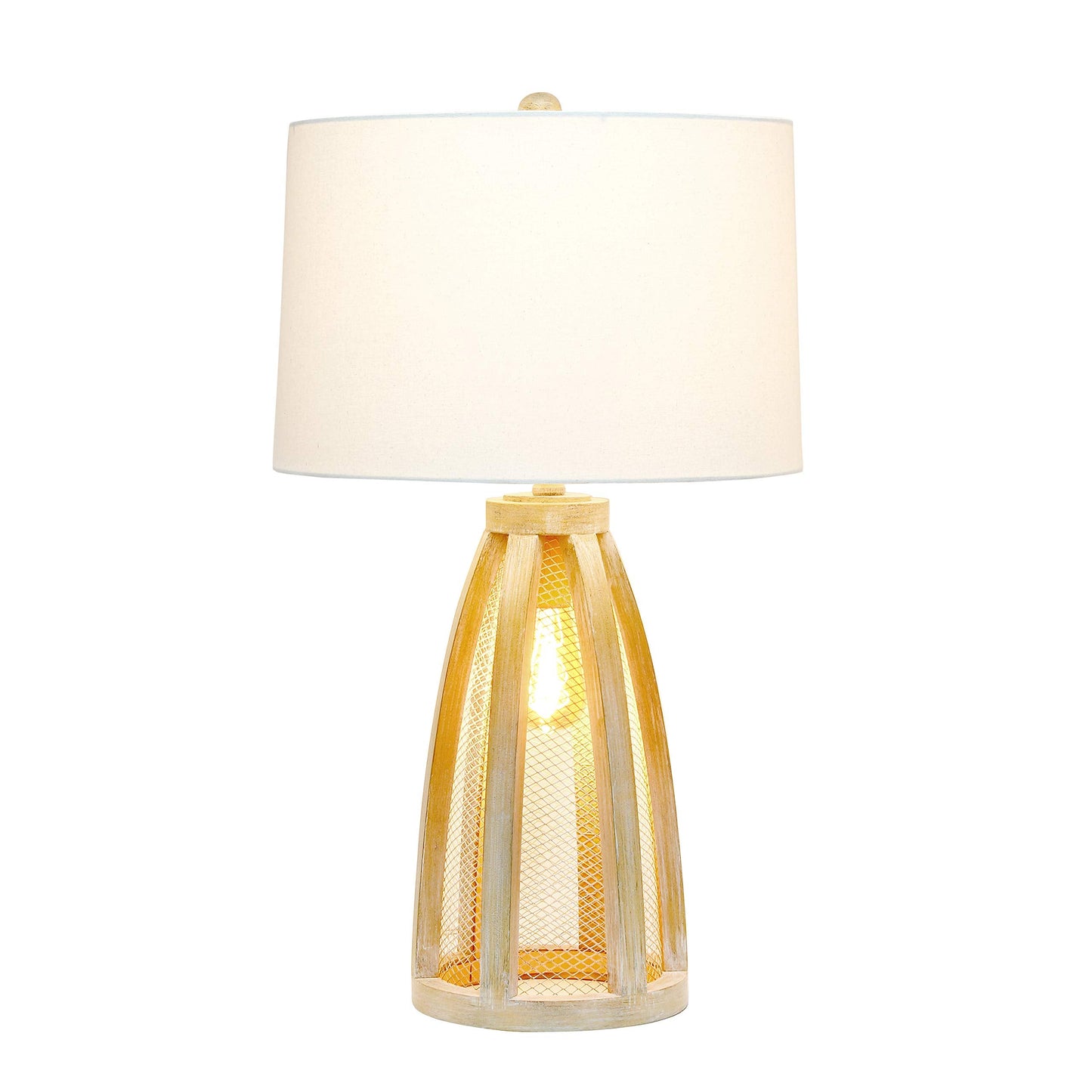 Elegant Designs LT3309-NWD Table Lamp, 2 Light, Vintage Farmhouse Style, Wood, Natural Wood Finish