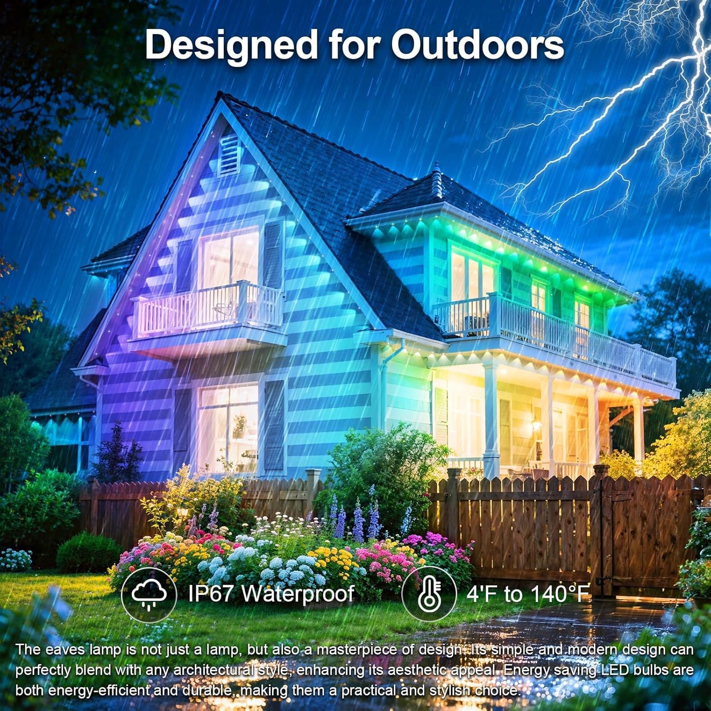 Ceteluma 200Ft Permanent Outdoor Lights For House Waterproof  Ip67 Led Eave Lights With App/Remote Control  Outdoor Permanent Led Lighting For House Roof Decor Christmas Party All Holiday And Daily