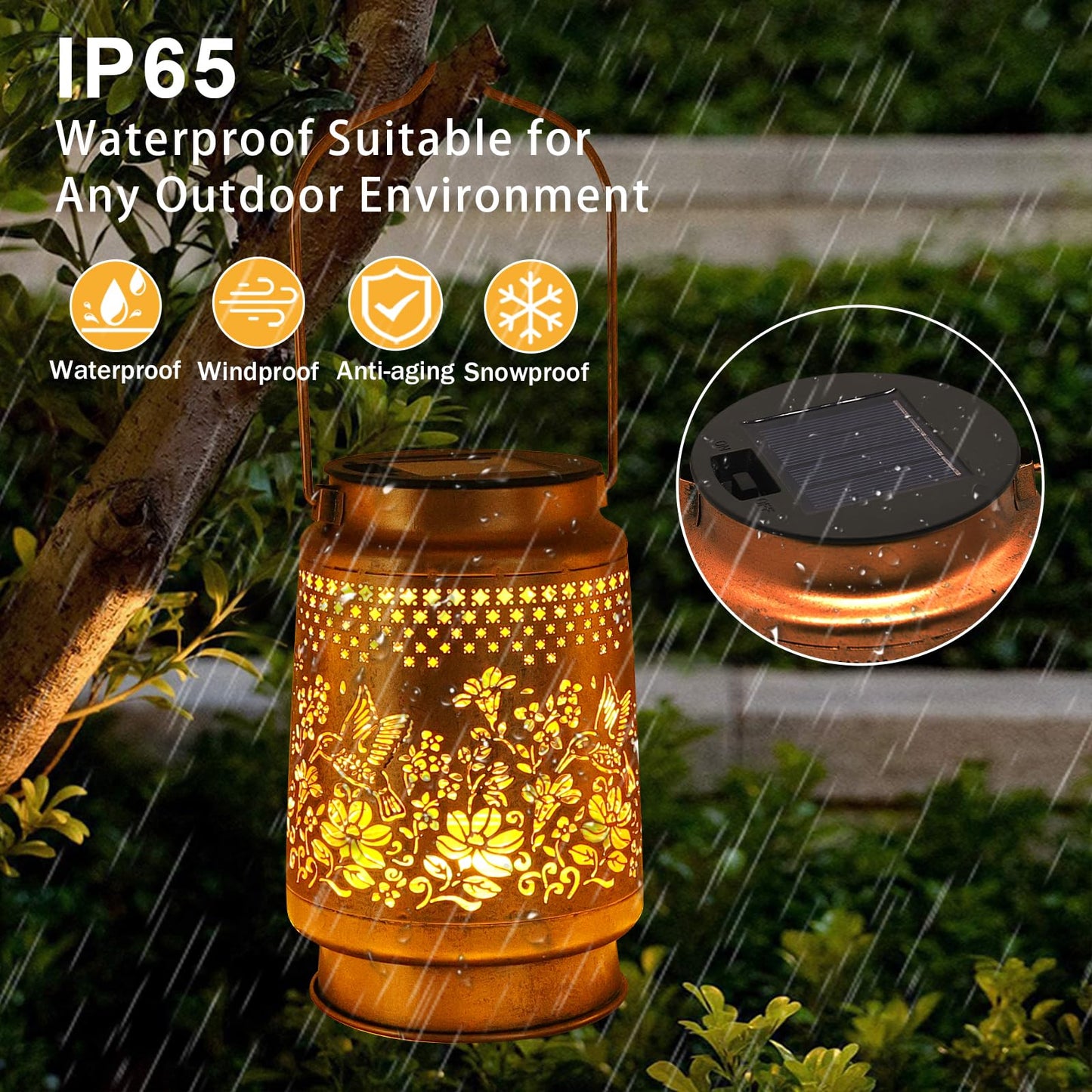 2 Pack Solar Lanterns Outdoor Hummingbird Garden Decor  Birthday Gifts For Mom Women Grandma Christmas  Waterproof Metal Hanging Solar Lights With Shepherd Hook Led Decorative Outside For Yard Patio