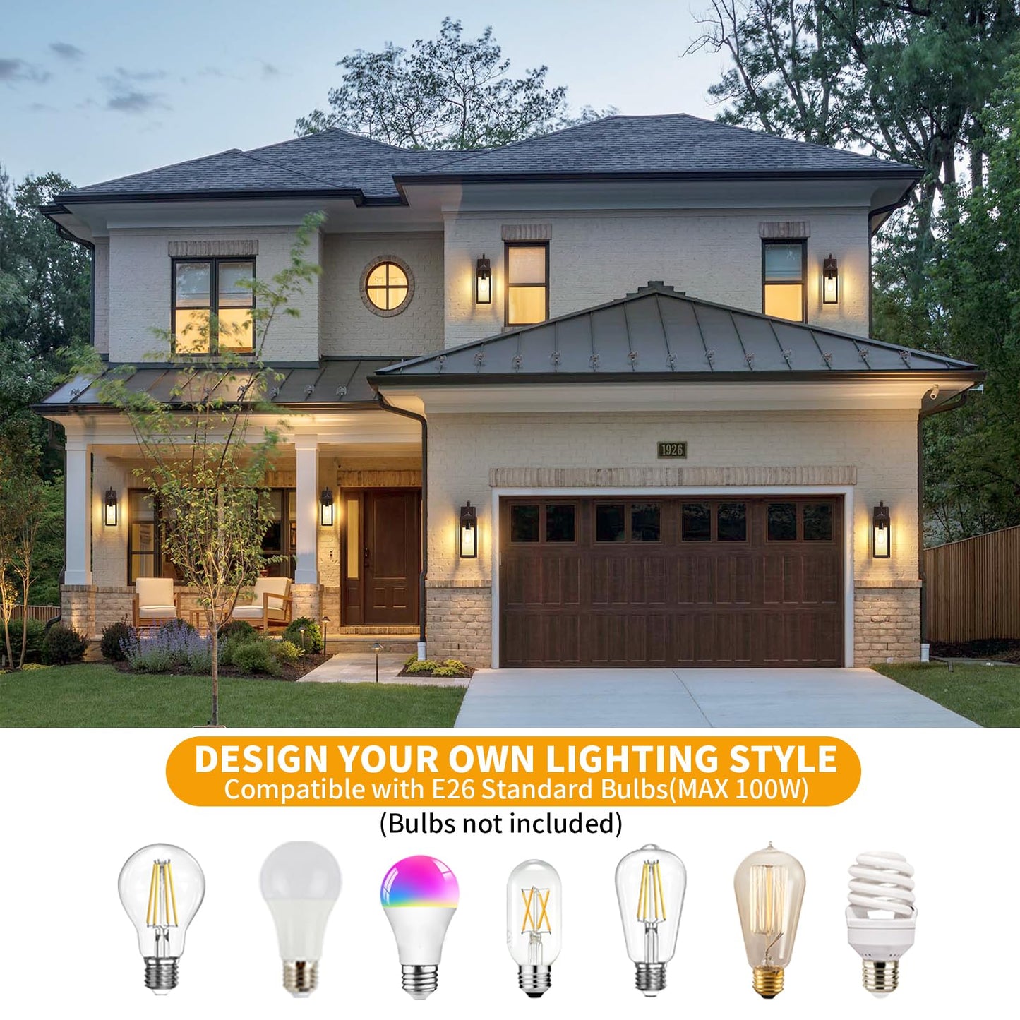 18 Large Outdoor Wall Lights 2 Packs  Modern Brown Exterior Lighting Fixtures  Waterproof Outdoor Sconces Porch Light For House Wall Mount  Farmhouse Wall Lanterns For Front Door  Garage