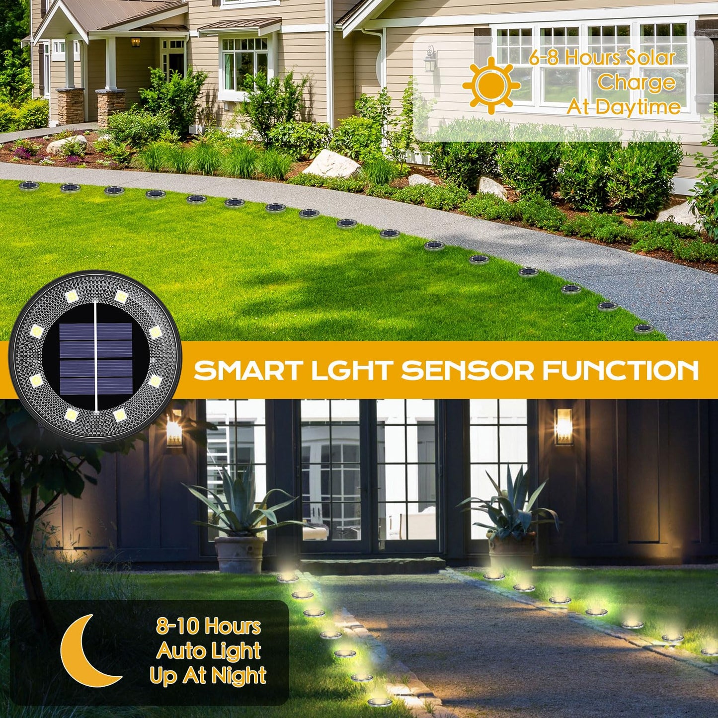 Solar Lights Outdoor 10 Pack  Solar Garden Outdoor Waterproof Pathway Lights Bright In-Ground Light Outdoor Lighting Decor For Lawn  Patio  Yard  Driveway  Step And Walkway Warm Light