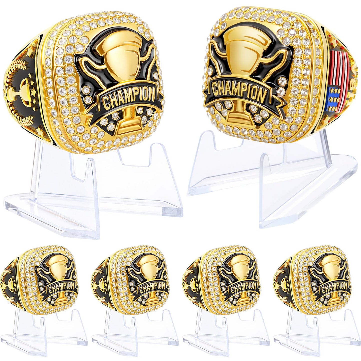 Misdary Trophy Championship Rings with Holder Most Valuable Player Greatest of All Time Gold Ring Award Gift Sports Team Prize f