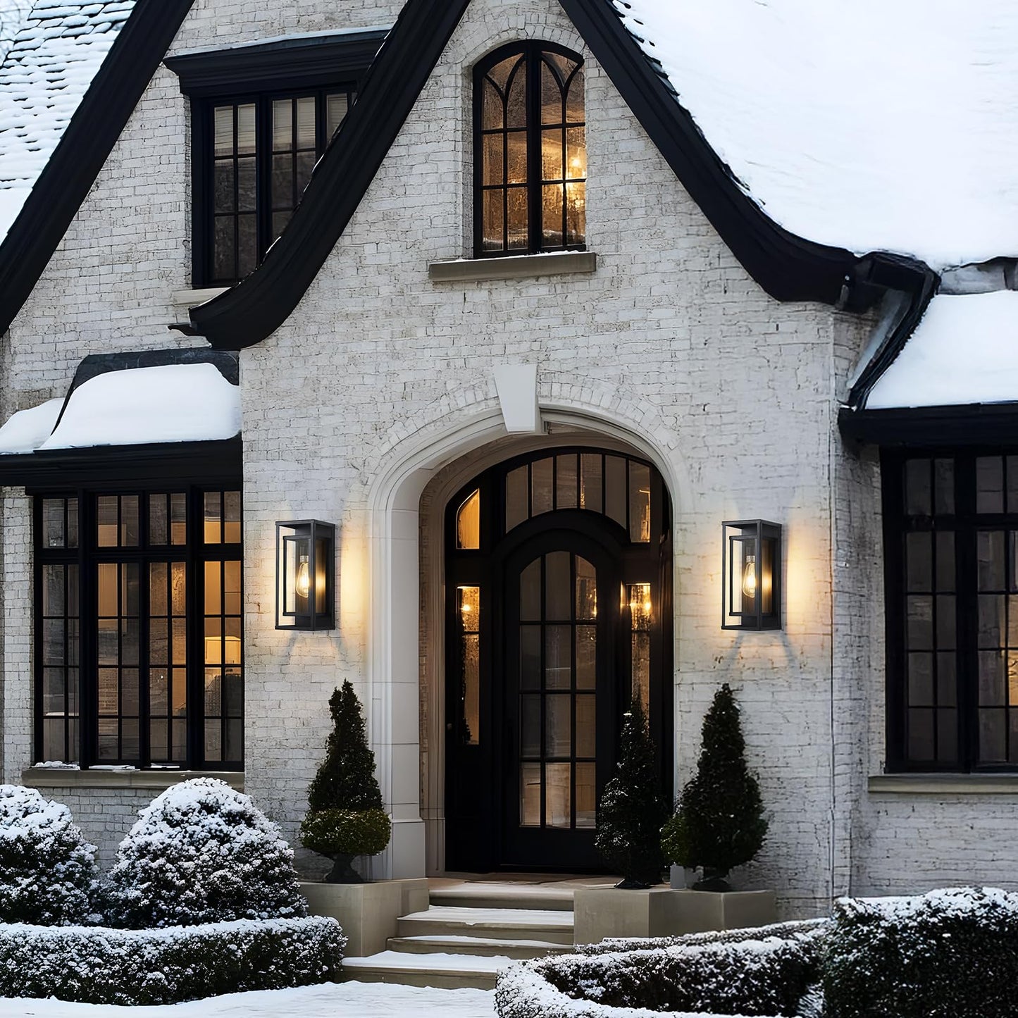 Aibisod 14 Outdoor Wall Lights Fixtures  Black Exterior Lighting Fixtures  Waterproof Outdoor Wall Lantern Modern Front Porch Lights With Clear Glass Coach Lights For Garage  Porch  Front Door 2-Pack