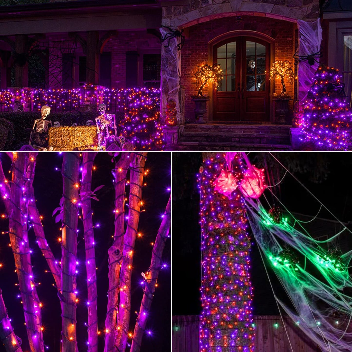 Brizled 2 Pack Purple & Orange Halloween Lights  95.14Ft 240 Led Halloween Lights String Connectable With Timer  8 Modes Outdoor Orange Light  Plugin Mini Light For Tree Garden Indoor Decor