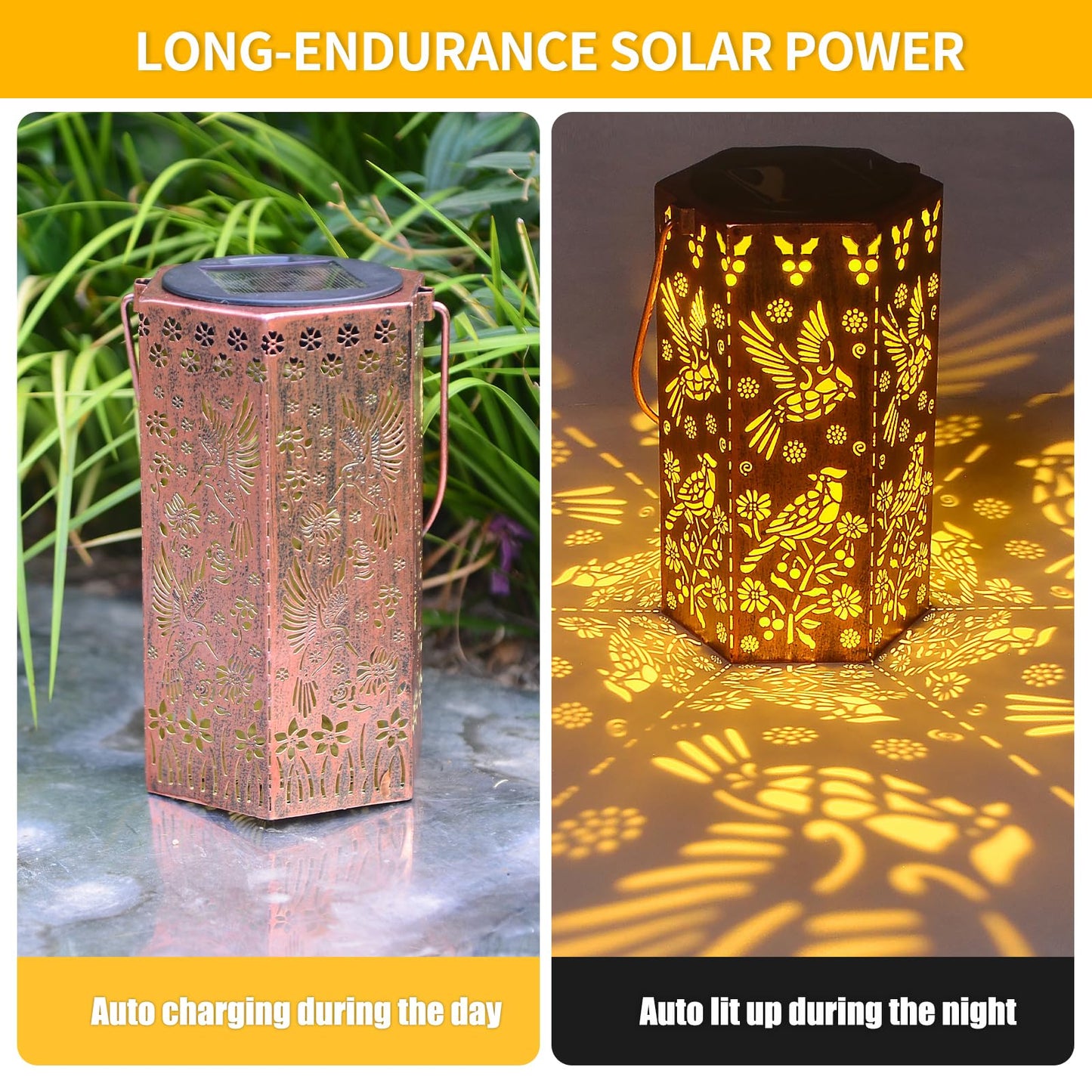 Solar Cardinal Lanterns Outdoor Hanging Lights  Gifts For Mom Dad Men Women  Hollowed-Out Metal Decor Lantern  Waterproof Led Decorative Garden Light