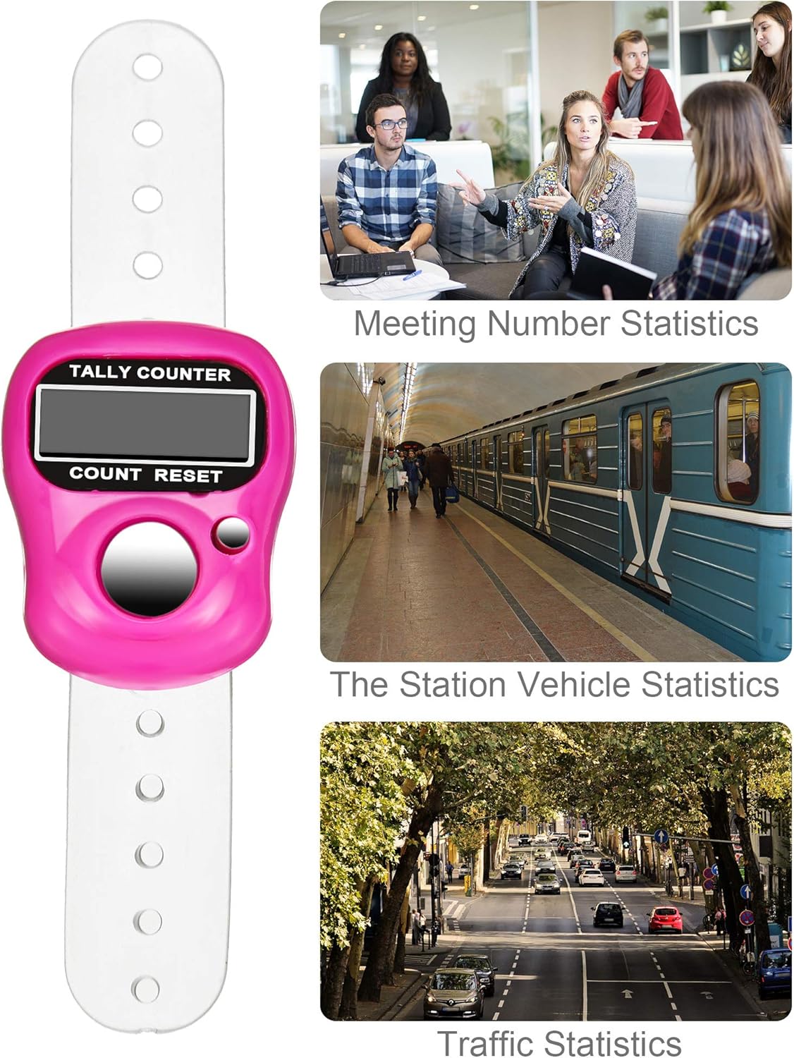 Tatuo 18 Pieces Hand Tally Counter 5 Digital Finger Counter Clickers Resettable Lap Handheld Mechanical Number Click