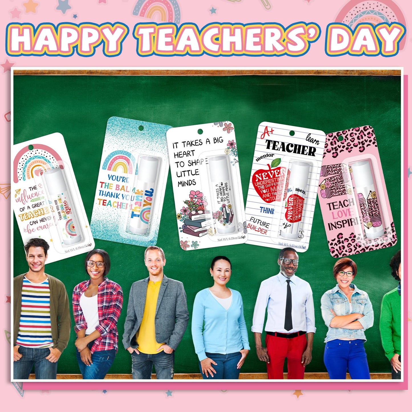 100 Pack Employee Appreciation Gifts Lip Balms Bulk Teacher Coworker Team Thank You Gift for Staff Volunteer Thanksgiving Christ