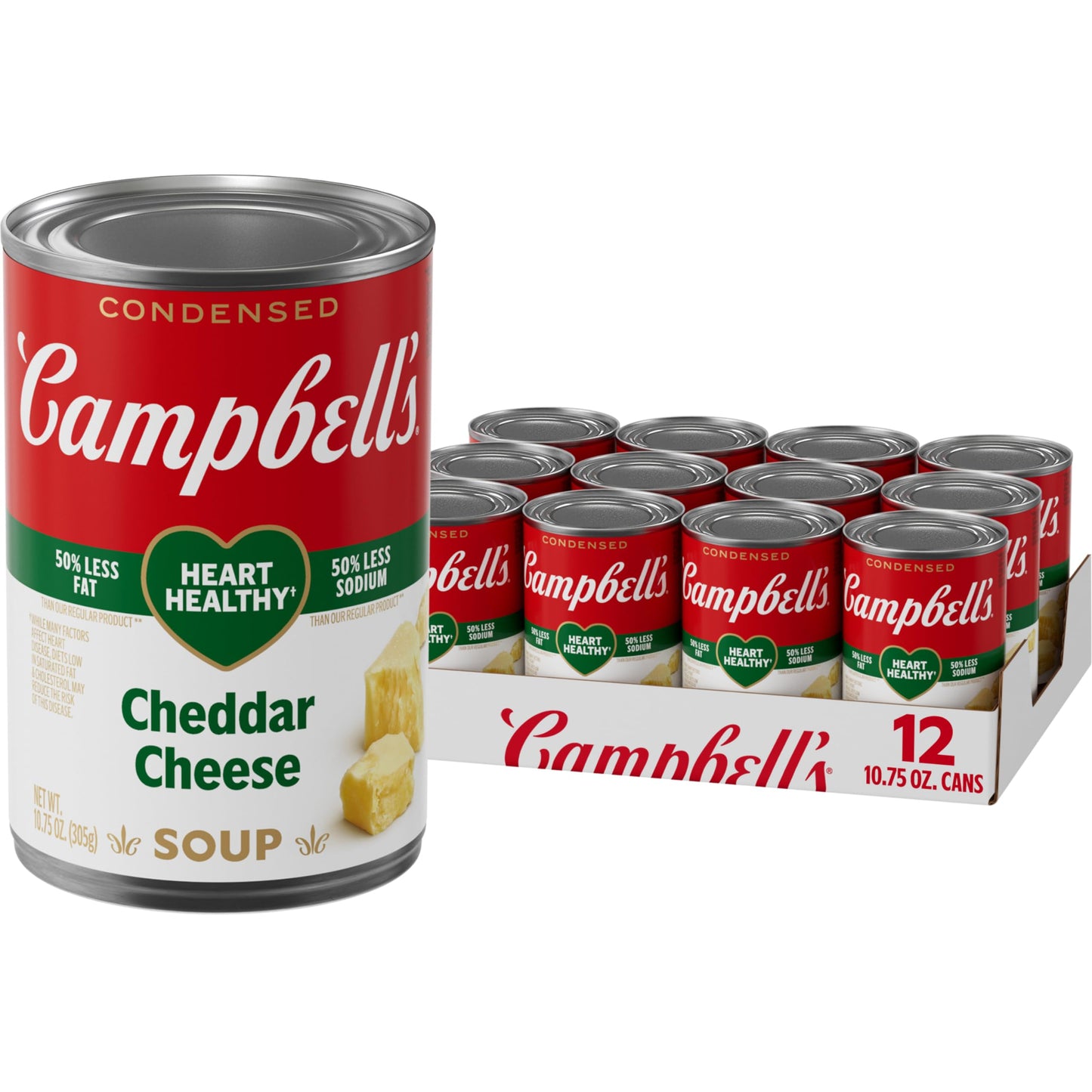Campbell s Condensed Heart Healthy Cheddar Cheese Soup, 10.75 oz Can (12 Pack)