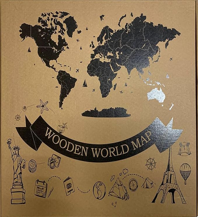 Wooden World Map 3D Art Large Wall Decor - Size (M & L & XL) Any Occasion Gift Idea - Wall Art For Home & Kitchen or Office (COFFEE, 83,86" x 44,49")