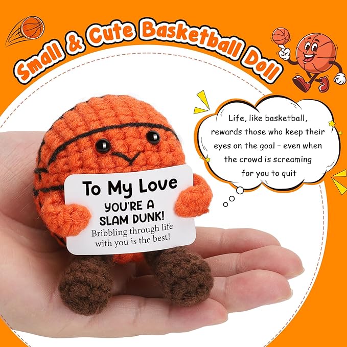 Romantic Gifts for Him Her Boyfriend Girlfriend, to My Love Handmade Crochet Basketball Decor, Birthday Wedding Anniversary Presents for Husband Wife Couple, I Love You Gift for Women Men