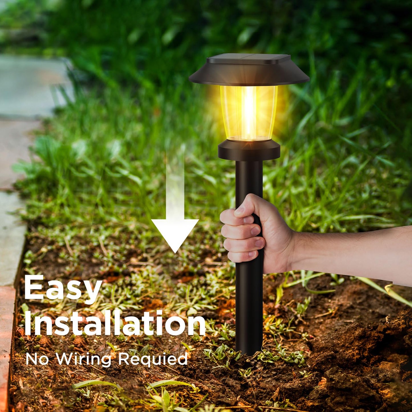 ALEPOD Solar Pathway Lights - 12 Pack Waterproof Garden Lights with 3 Modes, Warm White