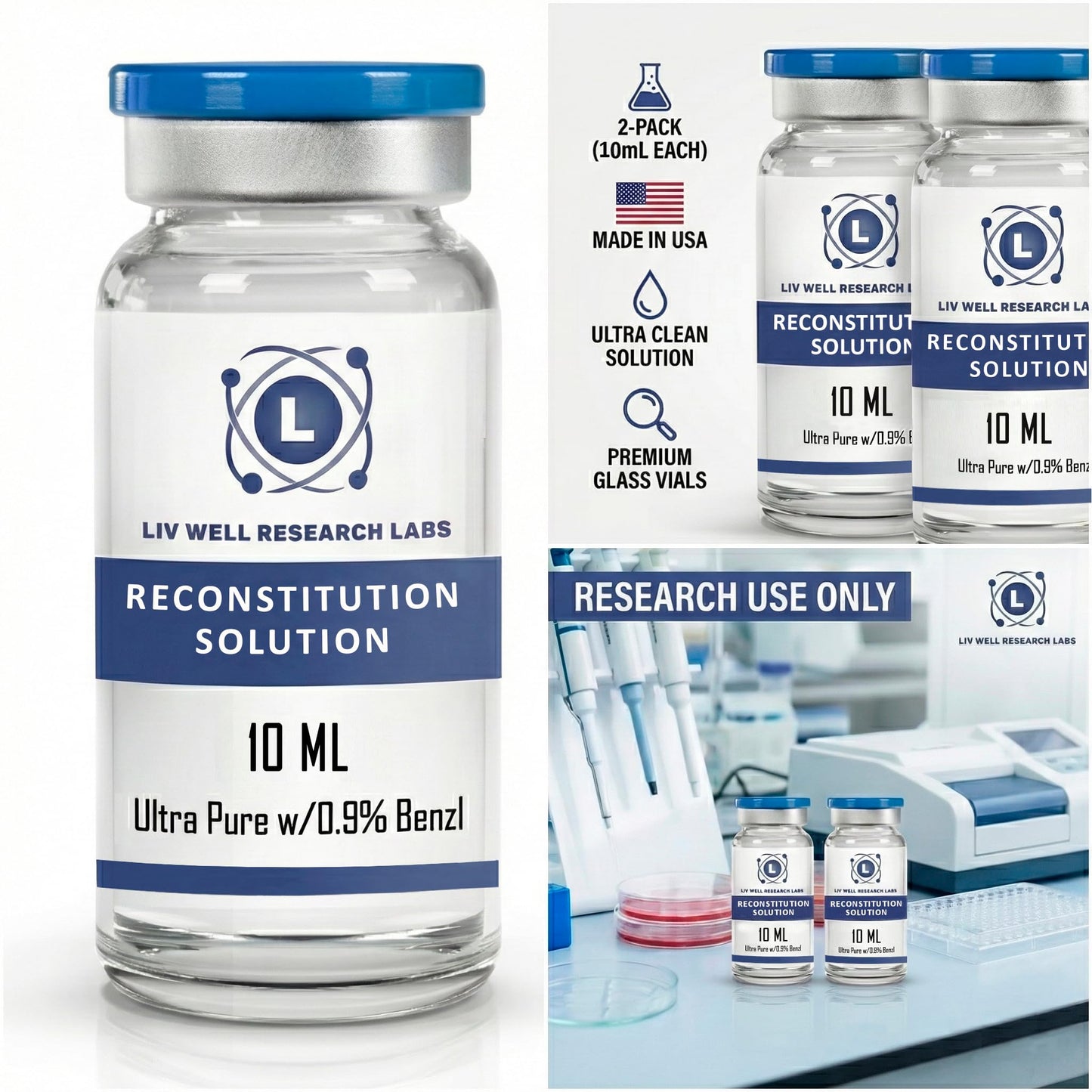 Reconstitution Solution 2-Pack - 10ml - Ultra Clean | Made in USA