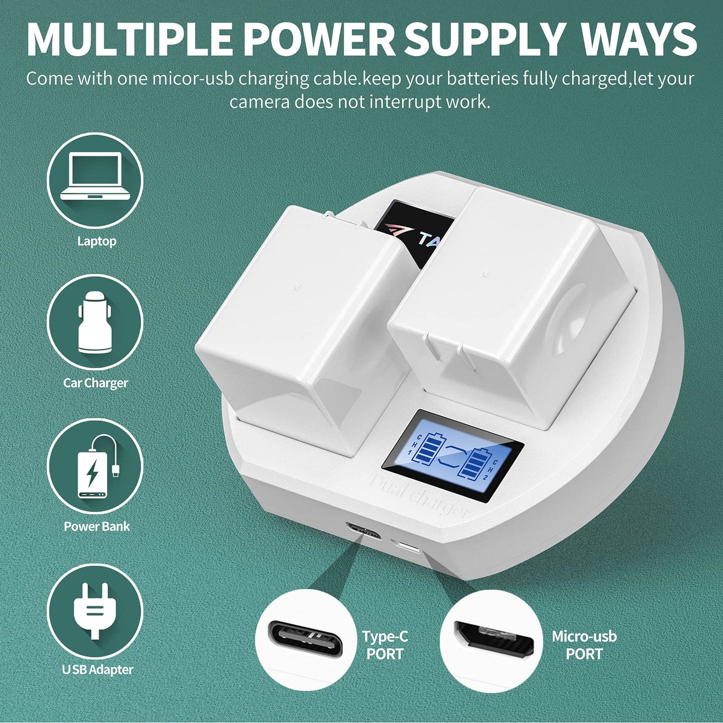 Taken Batteries For Arlo Pro And Arlo Pro 2 Surveillance Camera Rechargeable 7.2V Lithium Li-Ion Batteries With Lcd Battery Char
