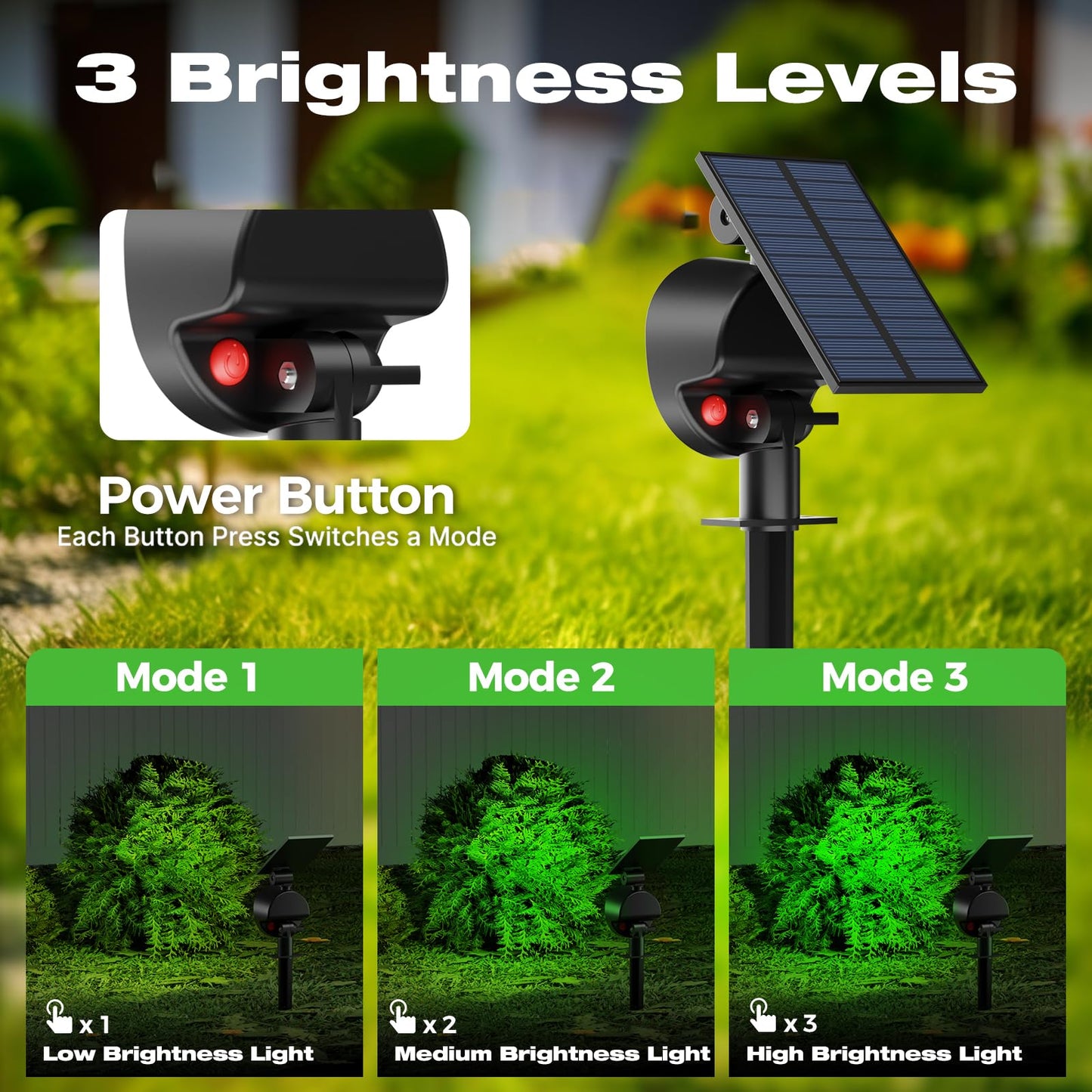 Nipify 2 Pack Solar Spot Lights Outdoor Waterproof  Solar Spotlight Light For Outside Yard Landscape Lighting Pathway Lights Wall Auto On/Off  Green