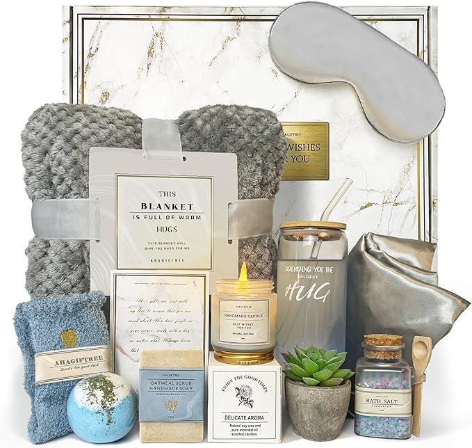 AHAGIFTREE Get Well Soon Gift Baskets For Women,12PC Get Well Gifts for Women After Surgery,Birthday,Care Package,Grief,Sy...