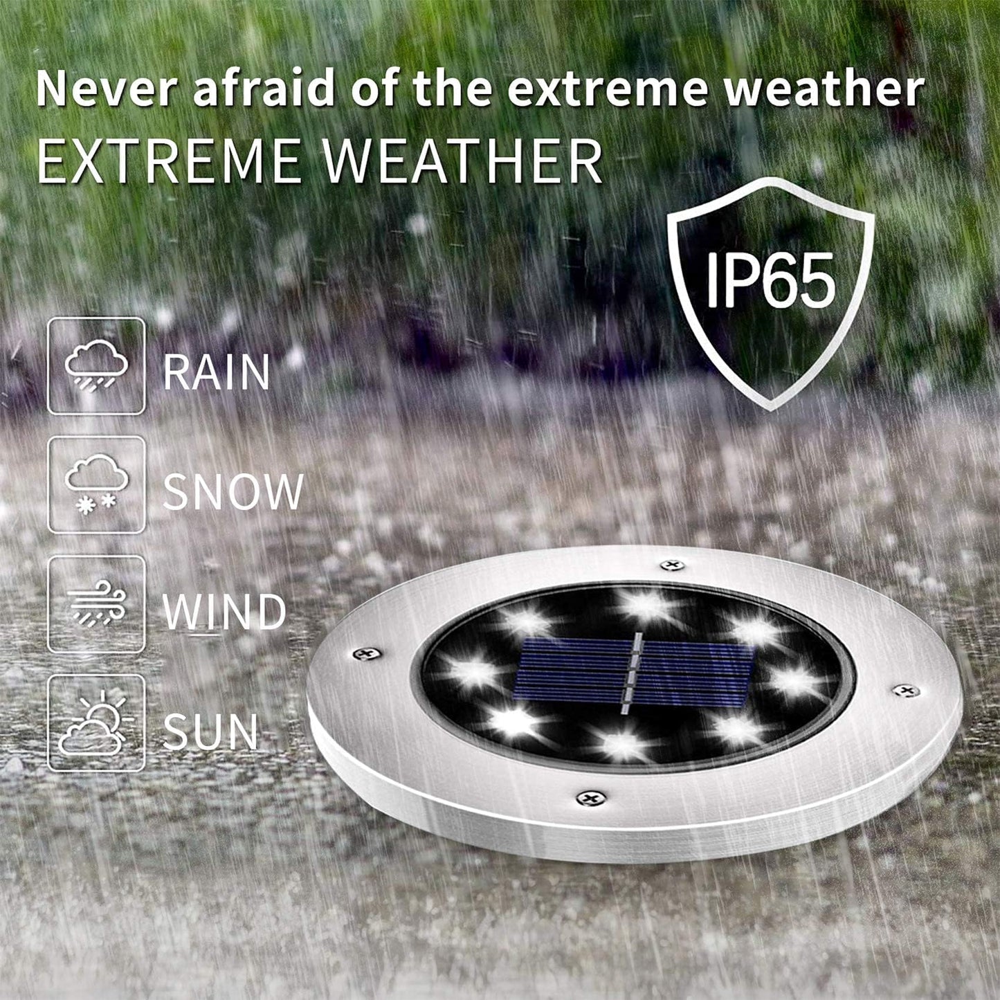 INCX Solar Lights Outdoor Waterproof 16 Pack Stainless Steel Cold White DMDCOLD16 for Garden Pathway Yard Deck Driveway
