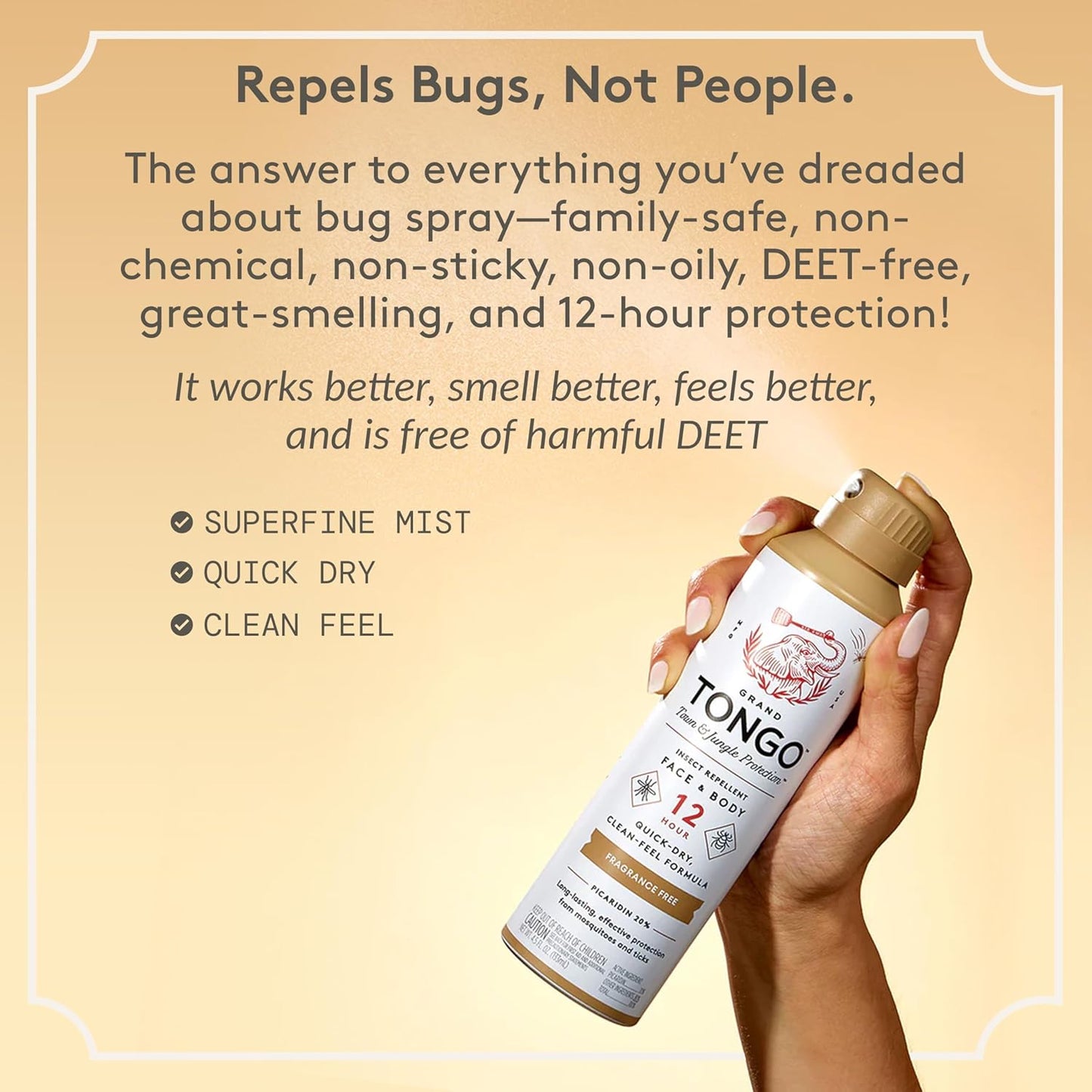 Fragrance Free Insect Repellent, 12-Hour Mosquito & Tick Protection, Picaridin-Based, Water-Based, Lightweight, Quick-Drying, DEET Alternative, Face & Body Use, 3 Pack
