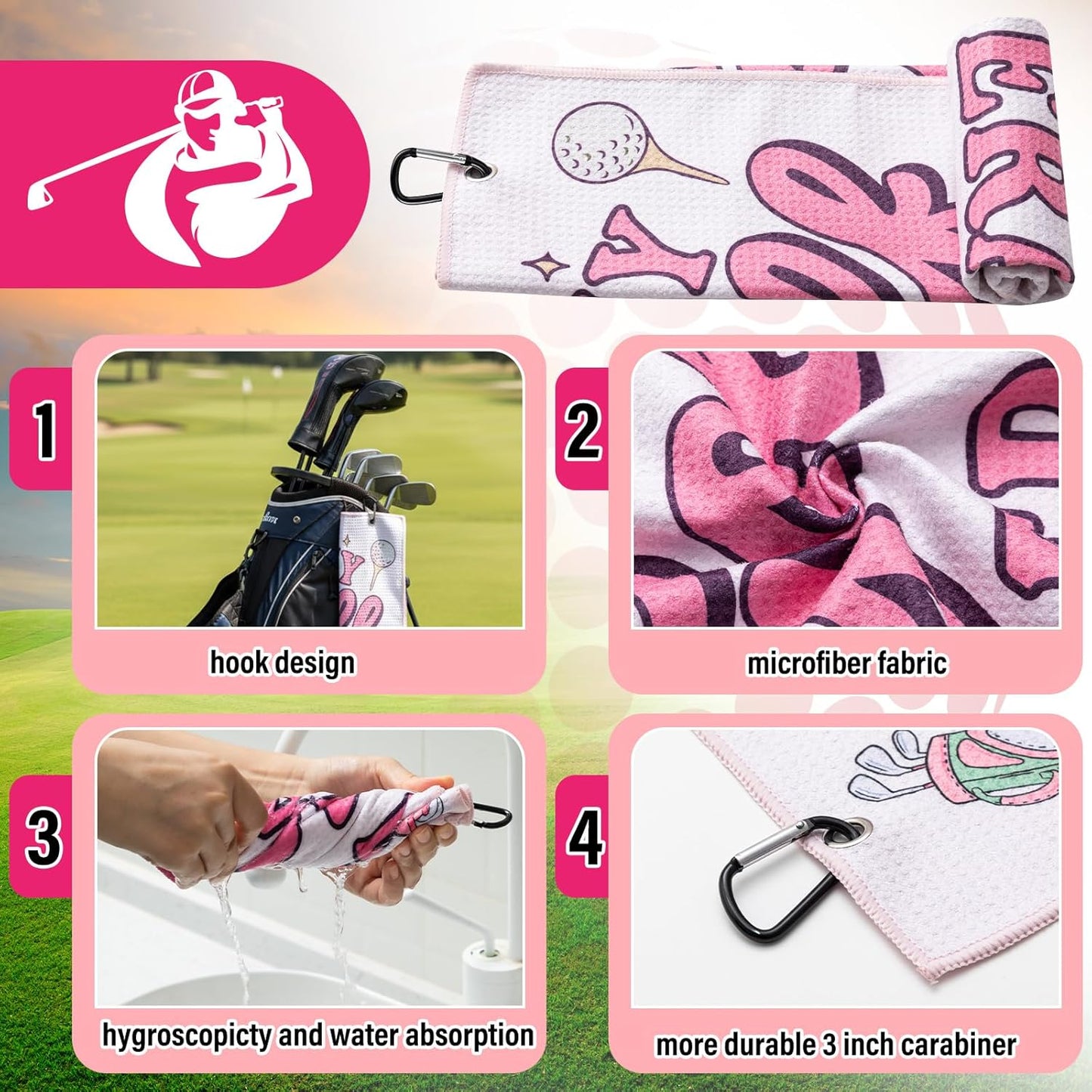 Liliful 12 Pcs Golf Accessories Kit, Include Golf Ball Bag with Hook Towel Tees Magnetic Ball Marker Divot Tool Cleaner Brush for Women Man Gifts