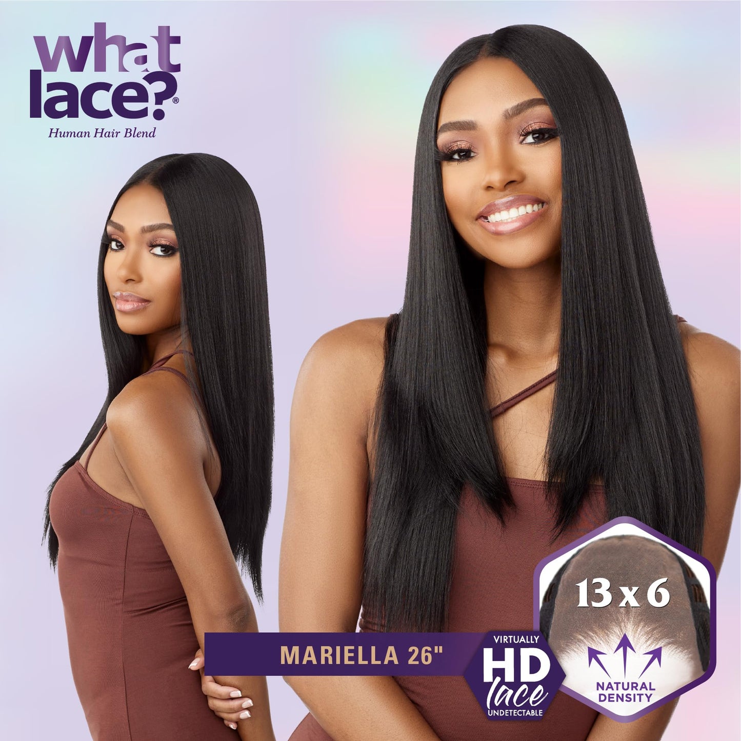 Sensationnel What Lace 13X6 Wigs - Mariella 26 Inch Human Hair Blend Lacefrontal Glueless Synthetic With Natural Density Prepluc