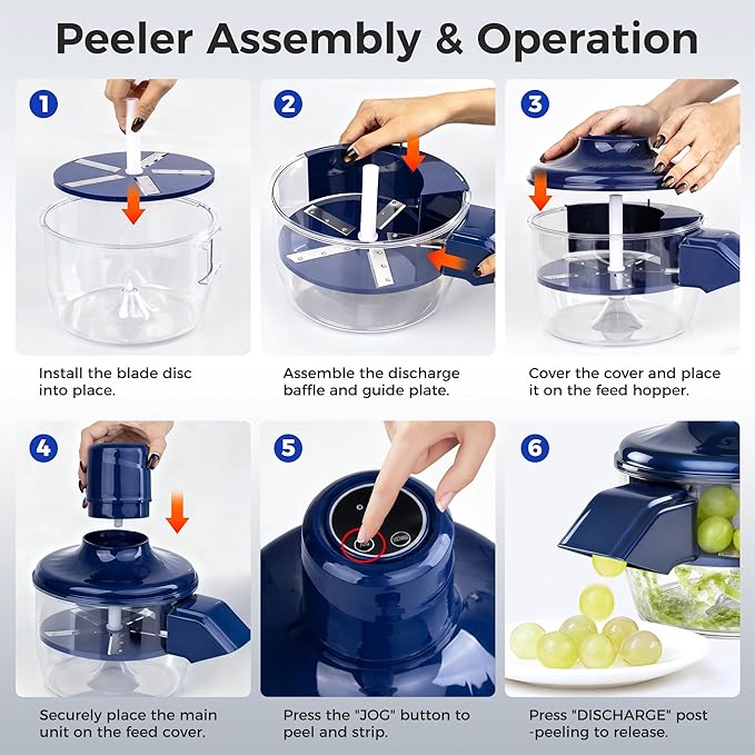 Automatic Grape Peeler Machine, Electric Garlic and Cherry Tomato Peeler, Cordless Fruit Skin Remover for Small Produce, Easy Peeling Kitchen Tool (Blue, 1PC)