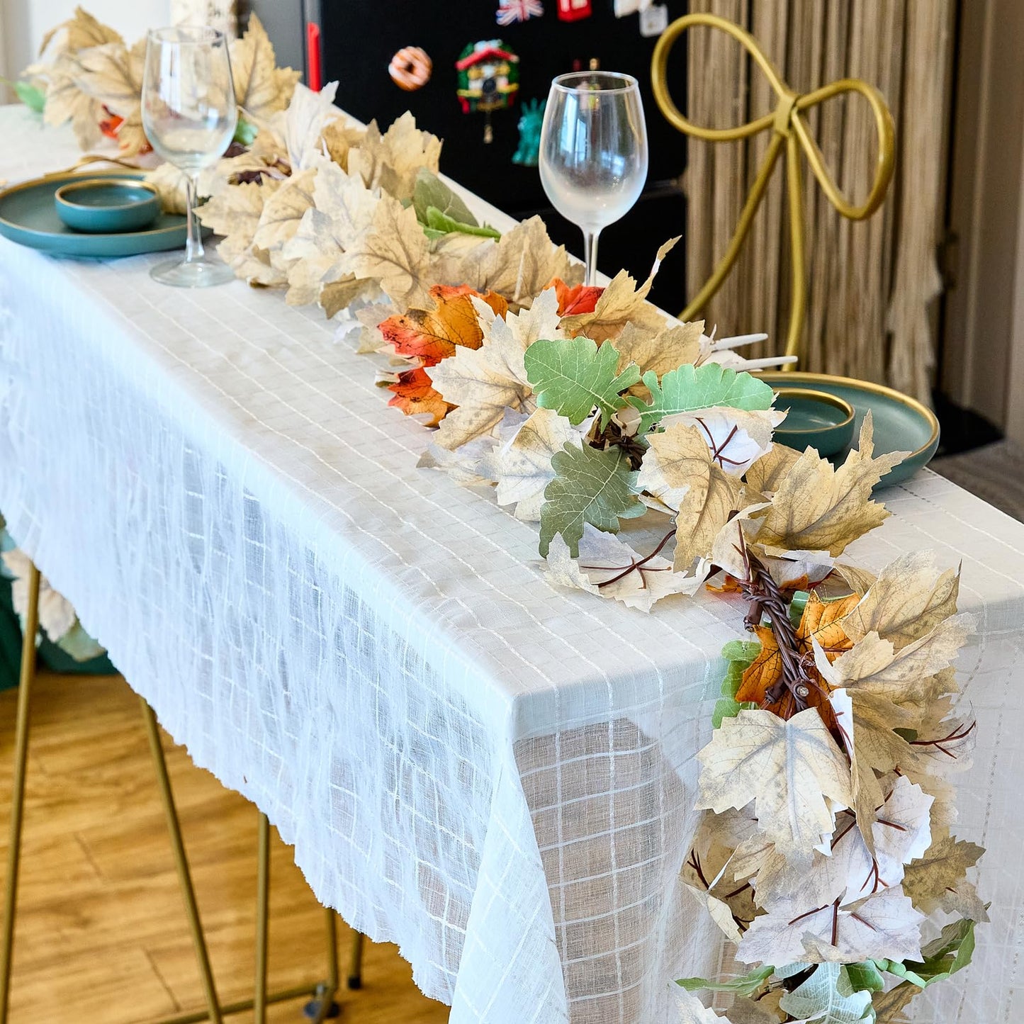 Thanksgiving Garland With Lights 9Ft Plug In Thanksgiving Decorations For Home With 50 Warm Incandescent Bulbs Ul Certified Connectable Lighted Fall Garland For Indoor Outdoor Harvest Decorations