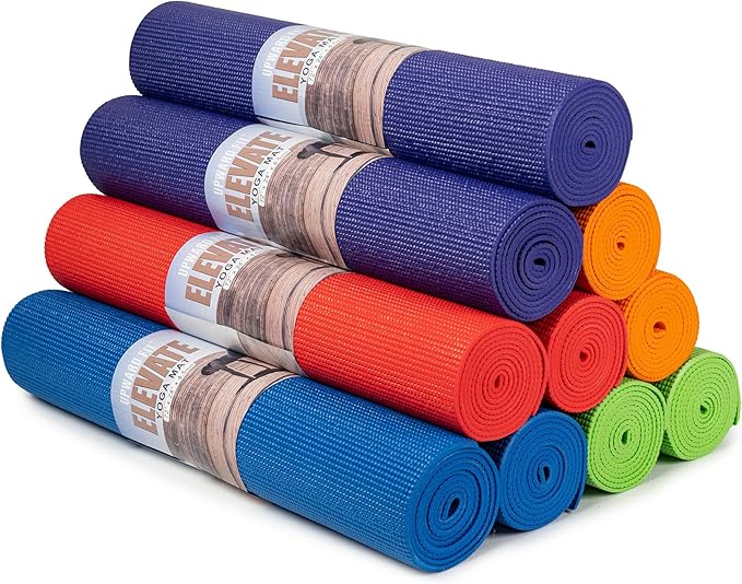 Upward Fit Elevate Yoga Mats, 10 Pack, 72" Long x 24" Wide, 4 mm Thick, Non-Slip and Easy to Clean Gym Mats for Schools an...