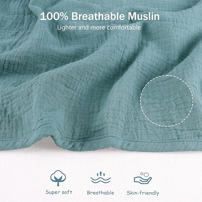 Hooyax 2-in-1 Baby Car Seat Cover & Nursing Cover, 100% Muslin Cotton, Breathable Car Seat Canopy and Privacy Breastfeeding Cover, Blue