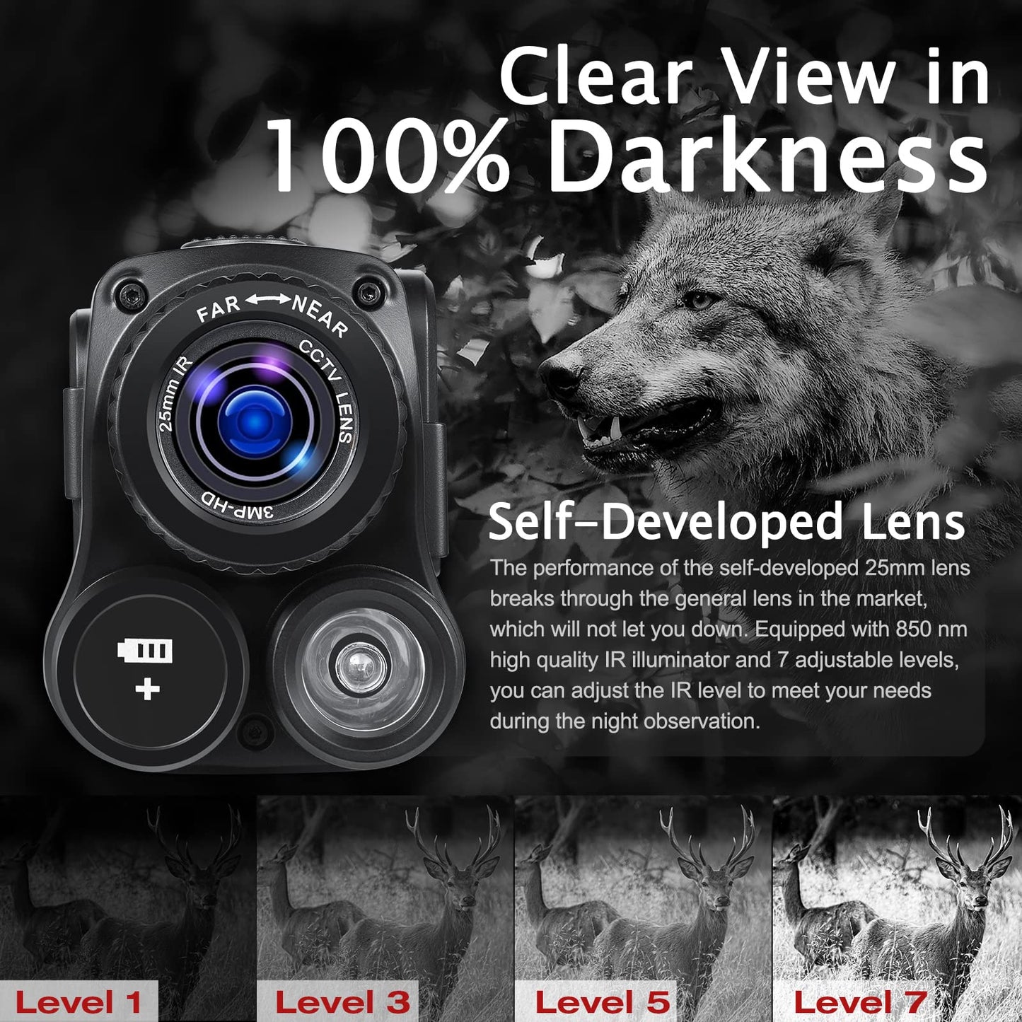 Geowfiitech Night Vision Monocular, 4K Infrared Digital Night Vision Goggles With 850Nm Ir, 40M Photo & 4K Video, 984Ft Range, 8