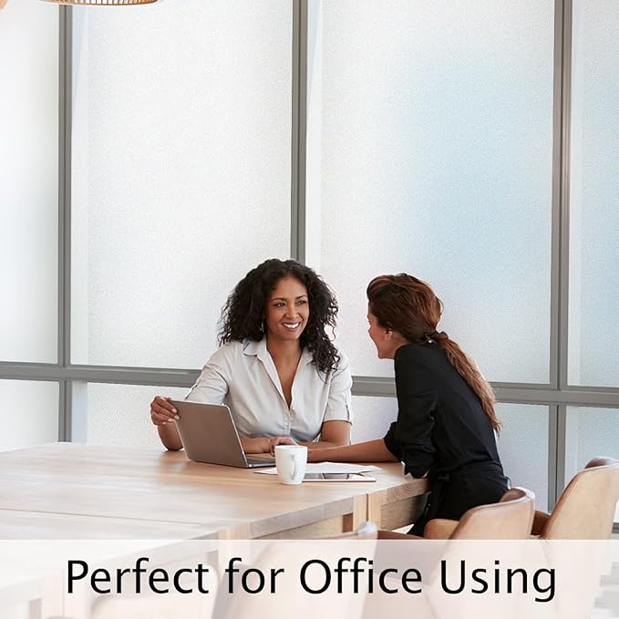 HIDBEA Frosted Window Privacy Film Heat Control UV Blocking, Static Cling Non-Adhesive Reusable Door coverings for Bathroom Home Office (Frosted 17.7 Inch x 8.2 Feet)