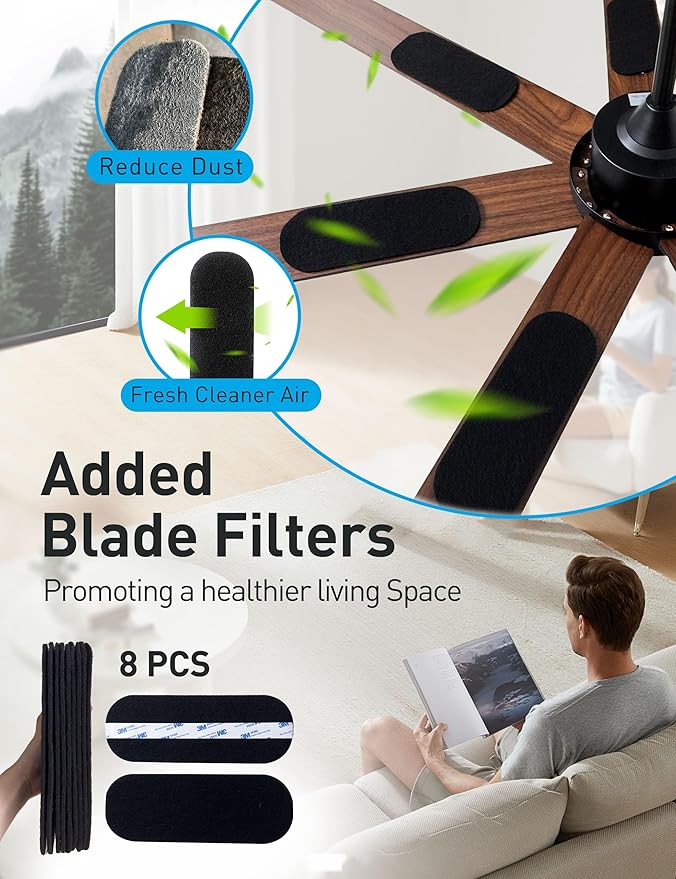 72" Black Smart Ceiling Fan with Light and Remote via WiFi Alexa APP Control,6 Speed Quiet DC Motor,Dimmable LED Light,7 Wood Blades Indoor Outdoor Ceiling Fans for Patios or Bedroom