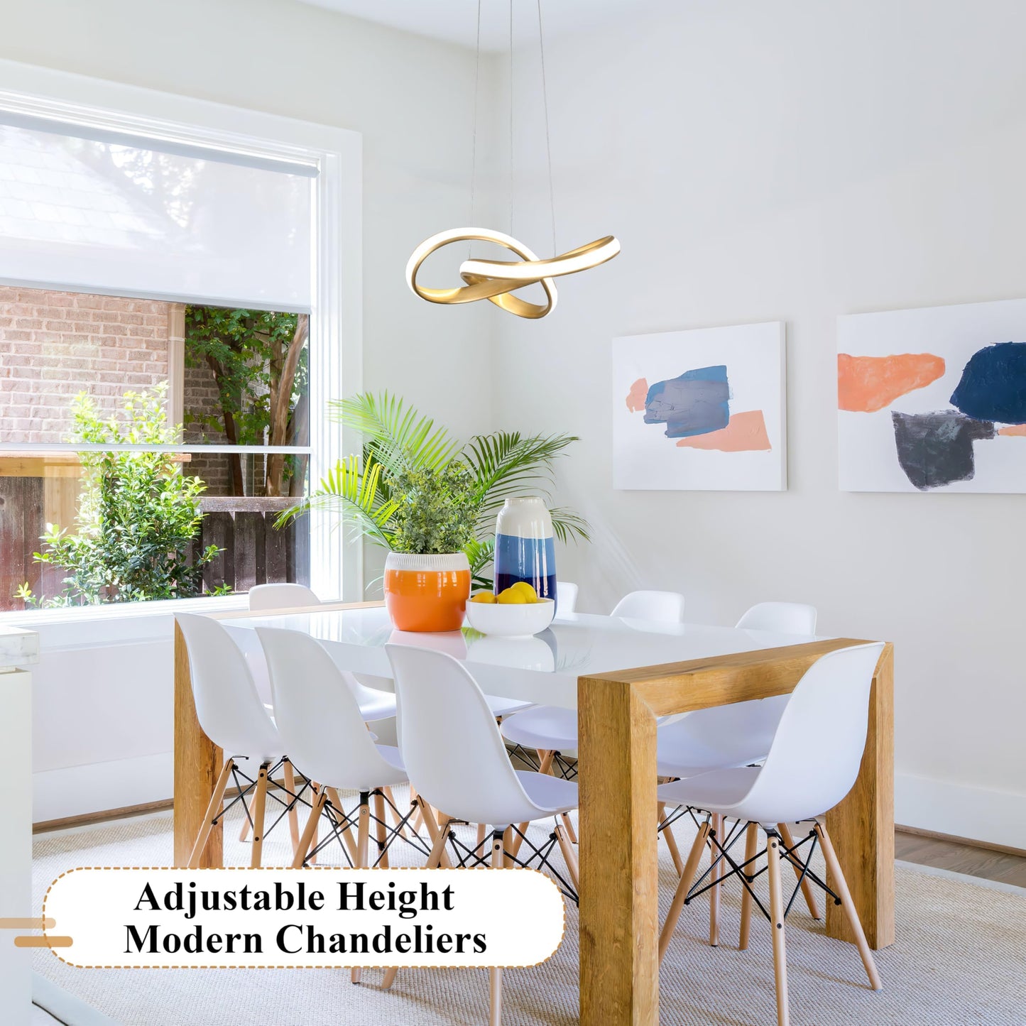 Mccokaige Modern Led Chandelier Contemporary Pendant Lighting Ring Light Fixture Gold With 4500K And 59In Height Adjustable Hanging Lamp For Kitchen Island Hallway Foyer Closet Corridor