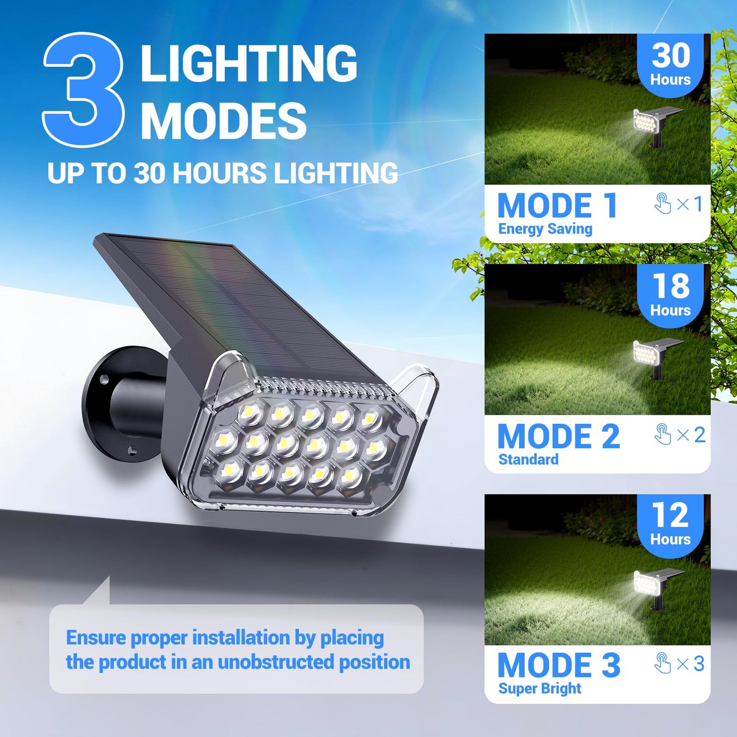 WdtPro Solar Lights Outdoor Waterproof 6 Pack, 1000LM Bright Solar Spot Lights Outdoor with Extra-Large LEDs, 3 Modes Landscape Spotlights, Solar Powered Light for Yard Flag Garden, Cool White