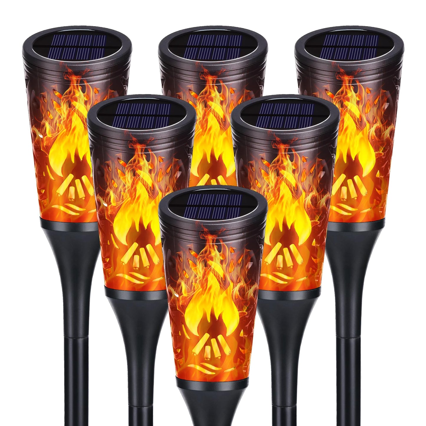 Toodour Solar Torch Lights, 6 Pack, Warm White, IP65 Waterproof Flickering Flame Outdoor Garden Landscape Lighting