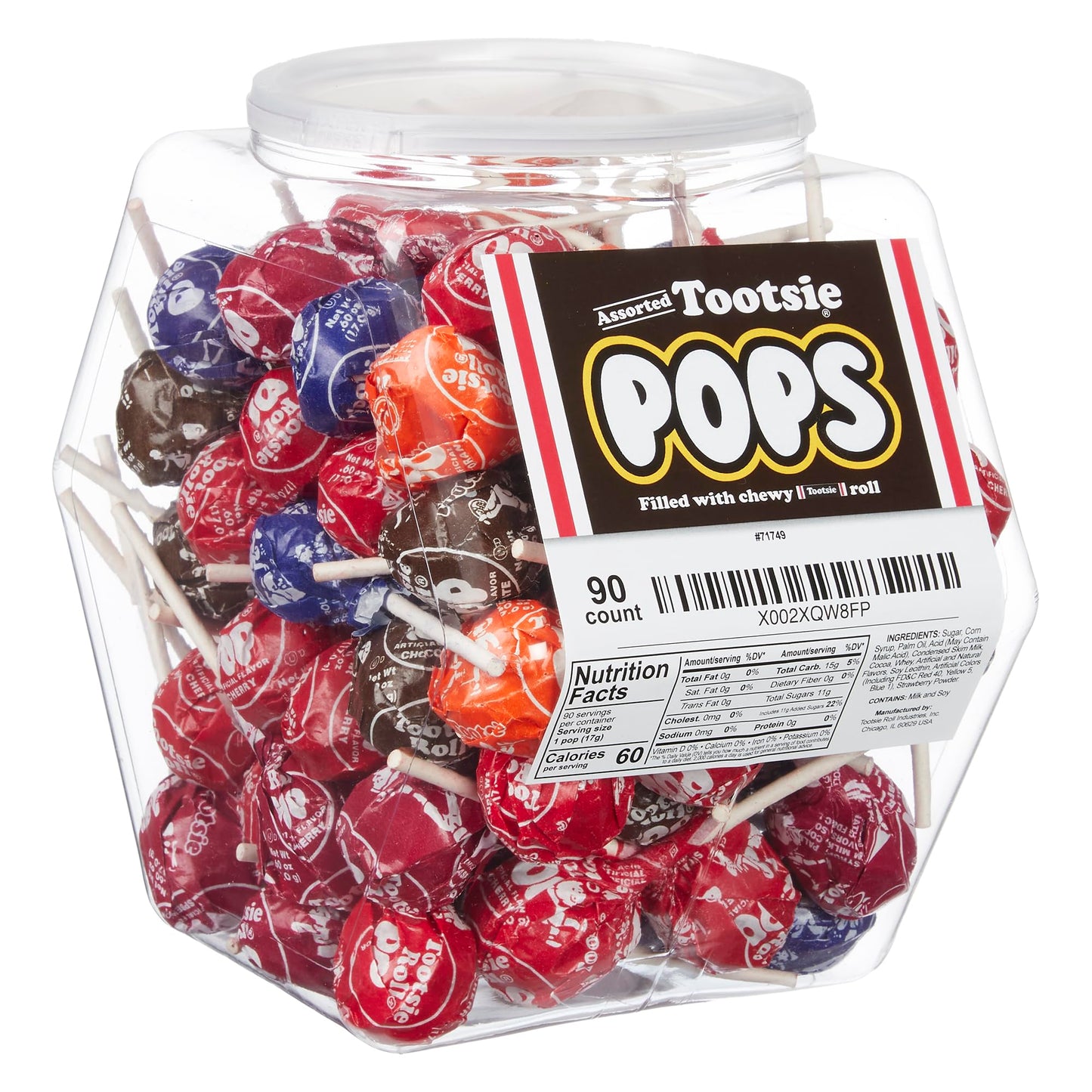 Tootsie Roll Pops Variety Pack Bulk Candy | 90 Individually Wrapped Lollipops filled with Tootsie Rolls | Assorted Suckers Candi