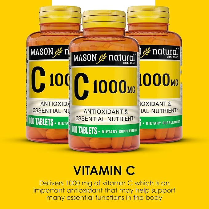 MASON NATURAL Vitamin C 1,000 mg, 300 Day Supply, Supports Healthy Immune System, Antioxidant and Essential Nutrient, 3 Pack