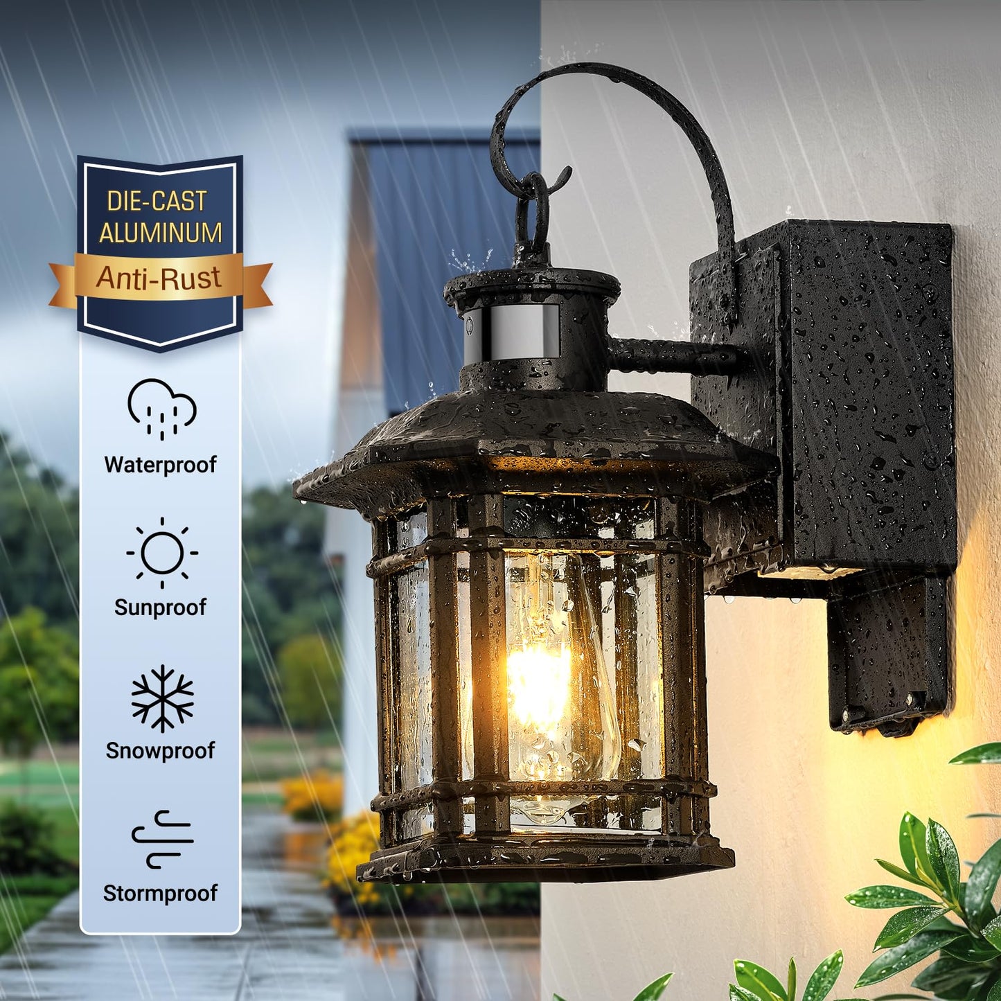 Opaxis Porch Light With Gfci Outlet  Motion Sensor Outdoor Lights  Dusk To Dawn 3 Lighting Modes Outdoor Light With Outlet  Black Outside Lights For House  Garage  Garden  Waterproof  100% Aluminum