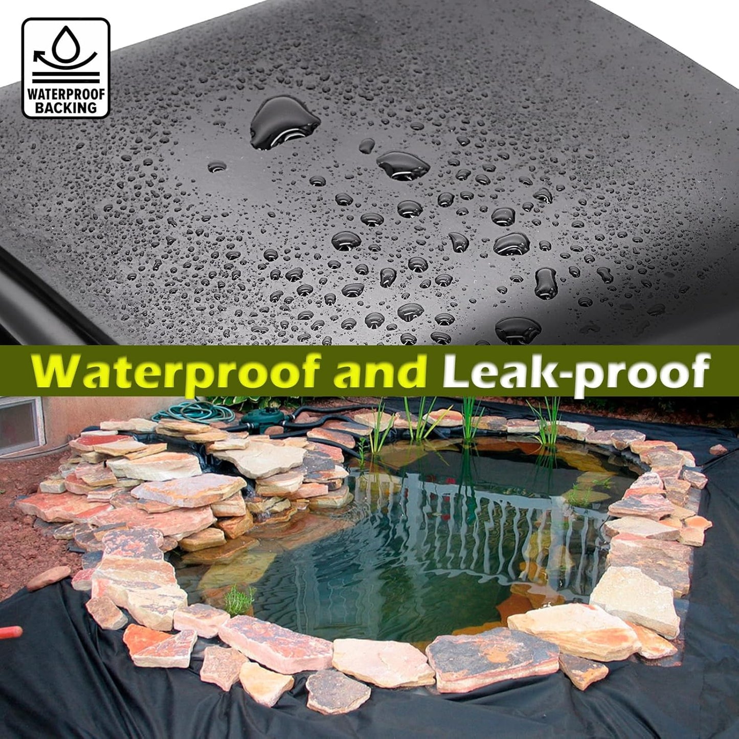 7 x 10 FT Pond Liner, 20 Mil Pond Liners for Outdoor Ponds, HDPE Pond Liner Easy Cutting Puncture Resistant, Pond Liners for Water Garden Fountain Waterfall, Koi Fish Aquaculture Pond
