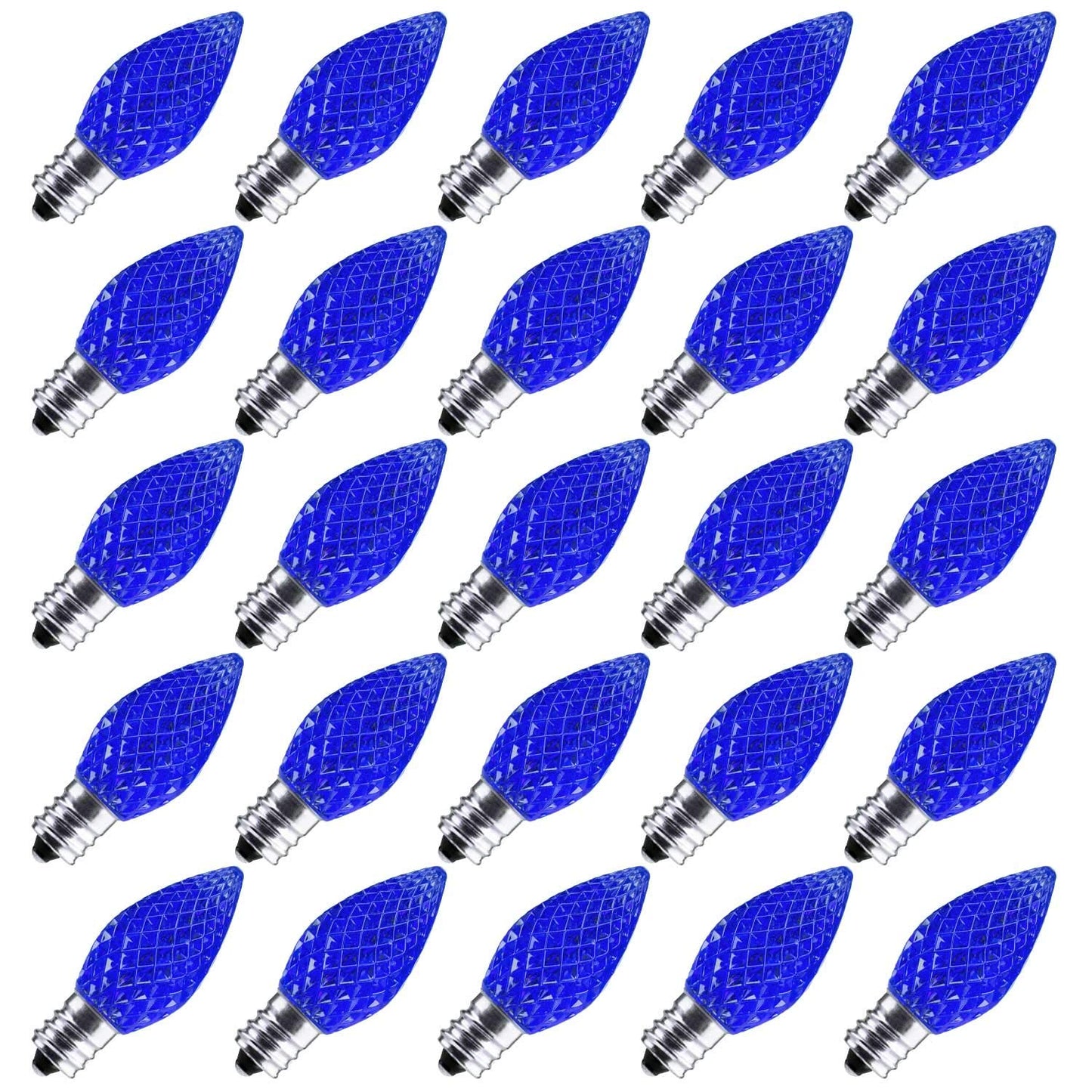 50 Pack C7 Blue Christmas Led Replacement Light Bulb  E12 C7 Shatterproof Replacement Bulbs For Christmas Outdoor String Lights  Commercial Grade Bulb For Christmas Patio Roofline Lighting Decor