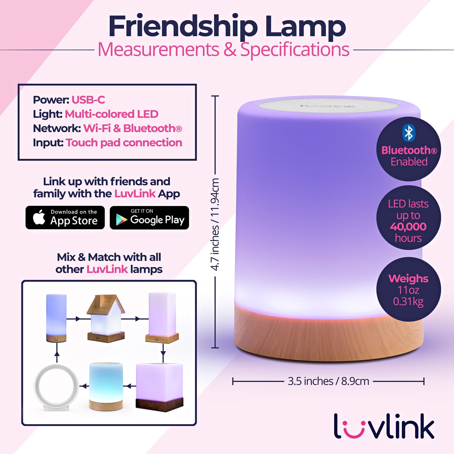 Luvlink Friendship Lamps No Subscription Wifi Touch Lamp For Long Distance Relationships  Couples  Friends & Family - Gift Ready (Set Of Four)