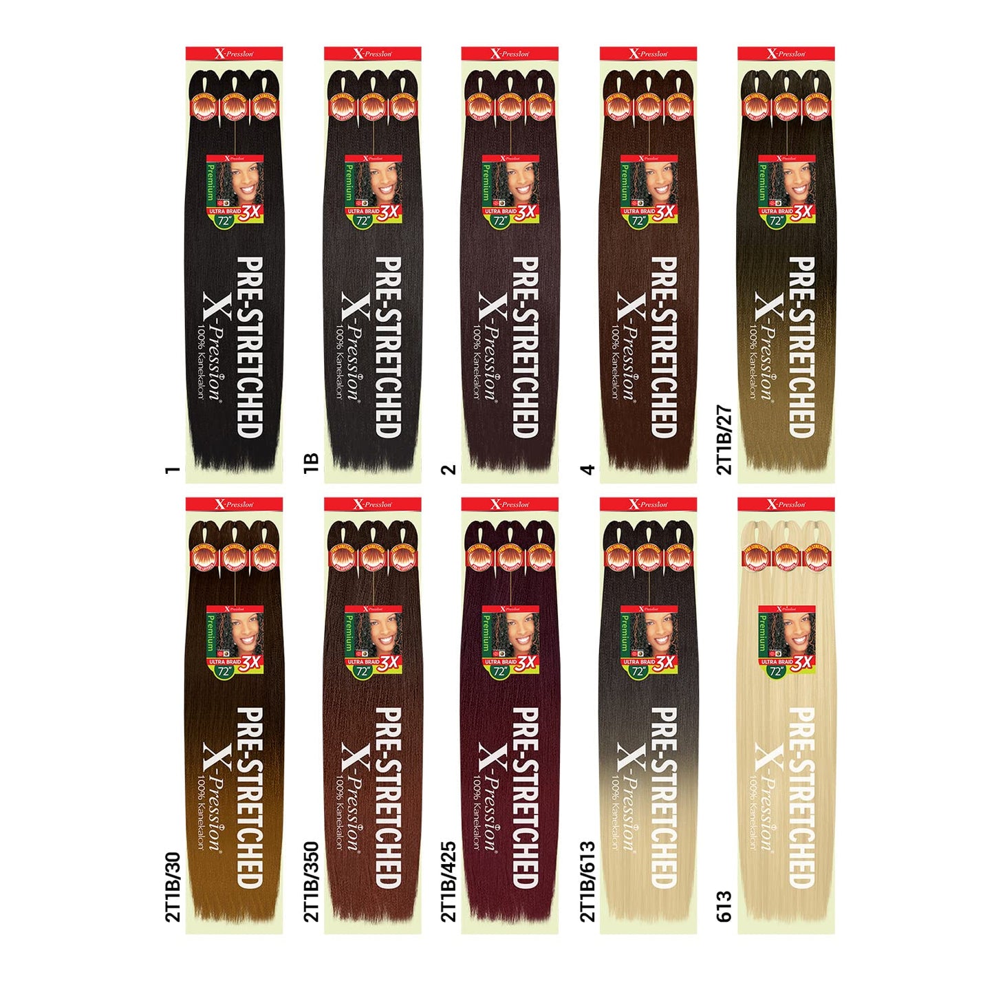 Outre Braids X-Pression Kanekalon 3X Pre Stretched Ultra Braid 72 (1-pack, 2T1B/27)