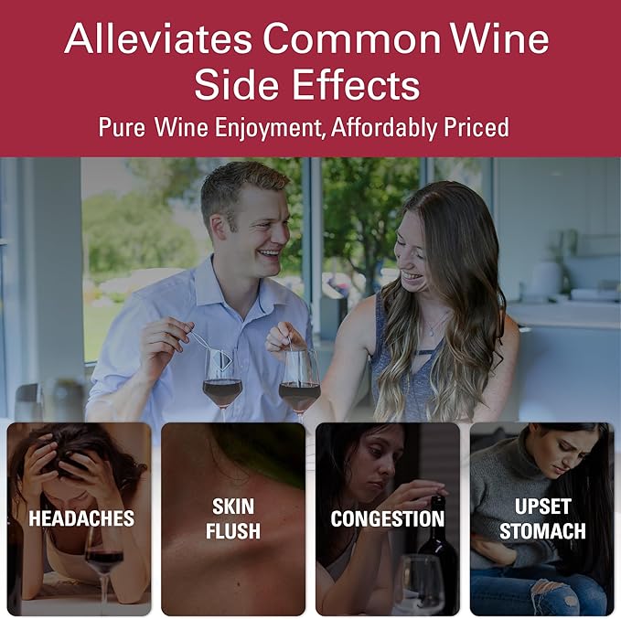 PureWine The Wand Wine Purifier - Red & White Wine Filters for Histamines & Sulfites, Sulfite Remover Sticks, Helps Allergies & Headaches, Gift Accessories for Women & Men - 30 Wands, Silver