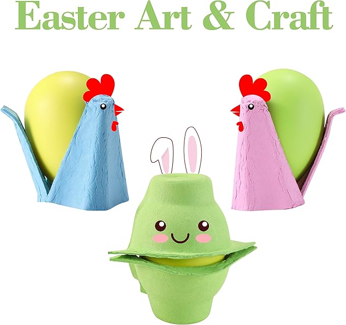 Half Dozen Colored Egg Cartons, 24 Pack - Natural Pulp Paper, 6 Count Reusable Egg Holder Basket, Blank Colorful Easter Toy Storage Tray