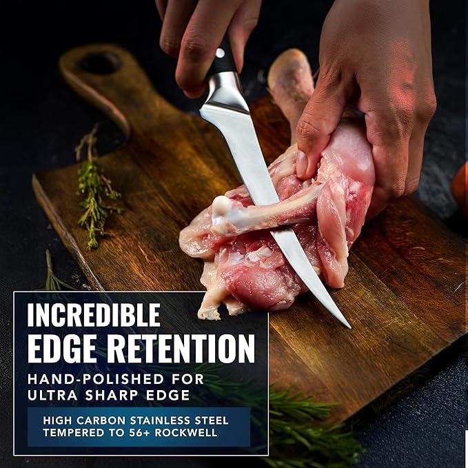 Cutluxe Boning Knife – 6" Razor Sharp Fillet Knife – High Carbon German Steel – Full Tang Ergonomic Handle Design – Artisan Series
