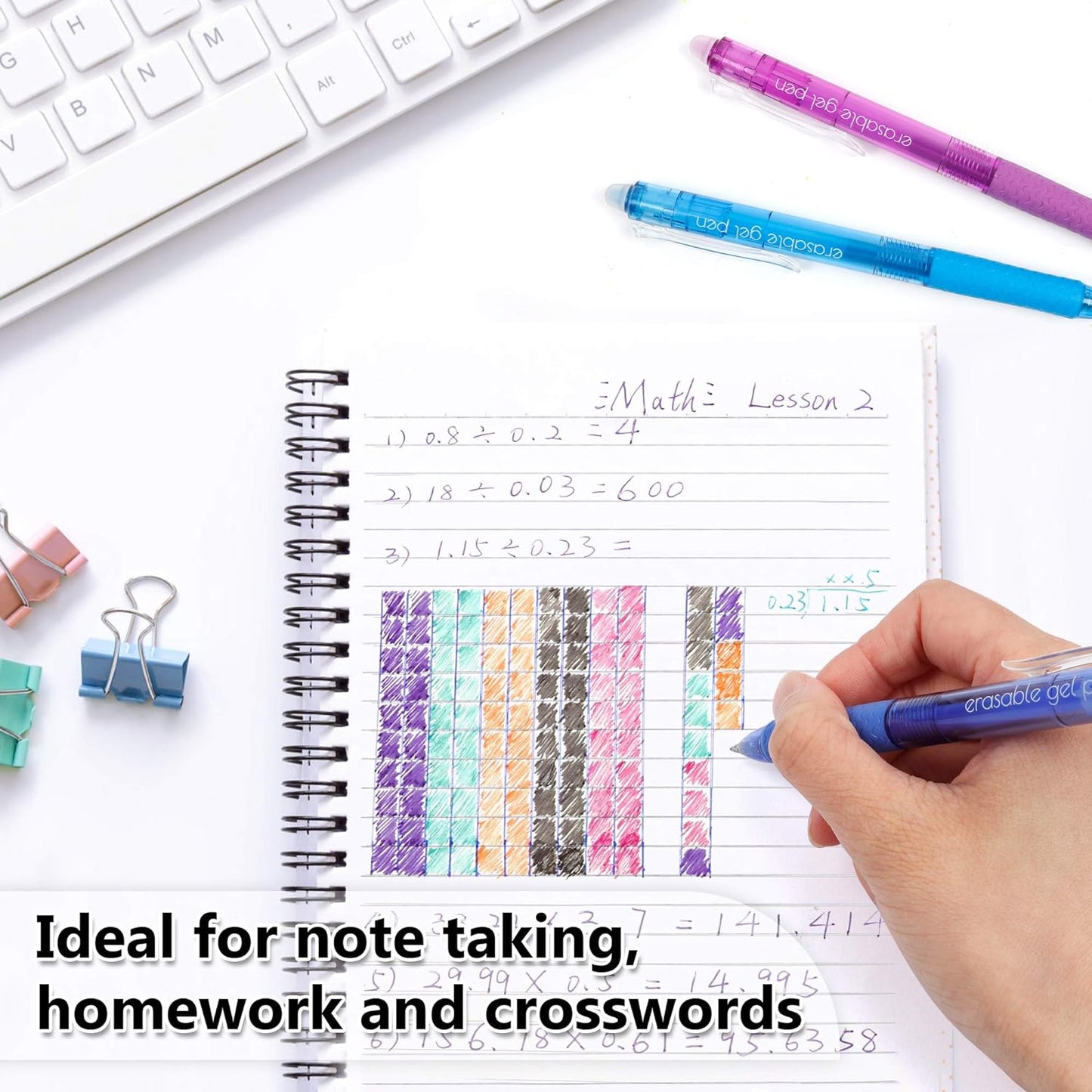 Vanstek 22 Colors Retractable Erasable Gel Pens Clicker, Fine Point(0.7), Make Mistakes Disappear, Premium Comfort Grip for Drawing Writing Planner and Crossword Puzzles