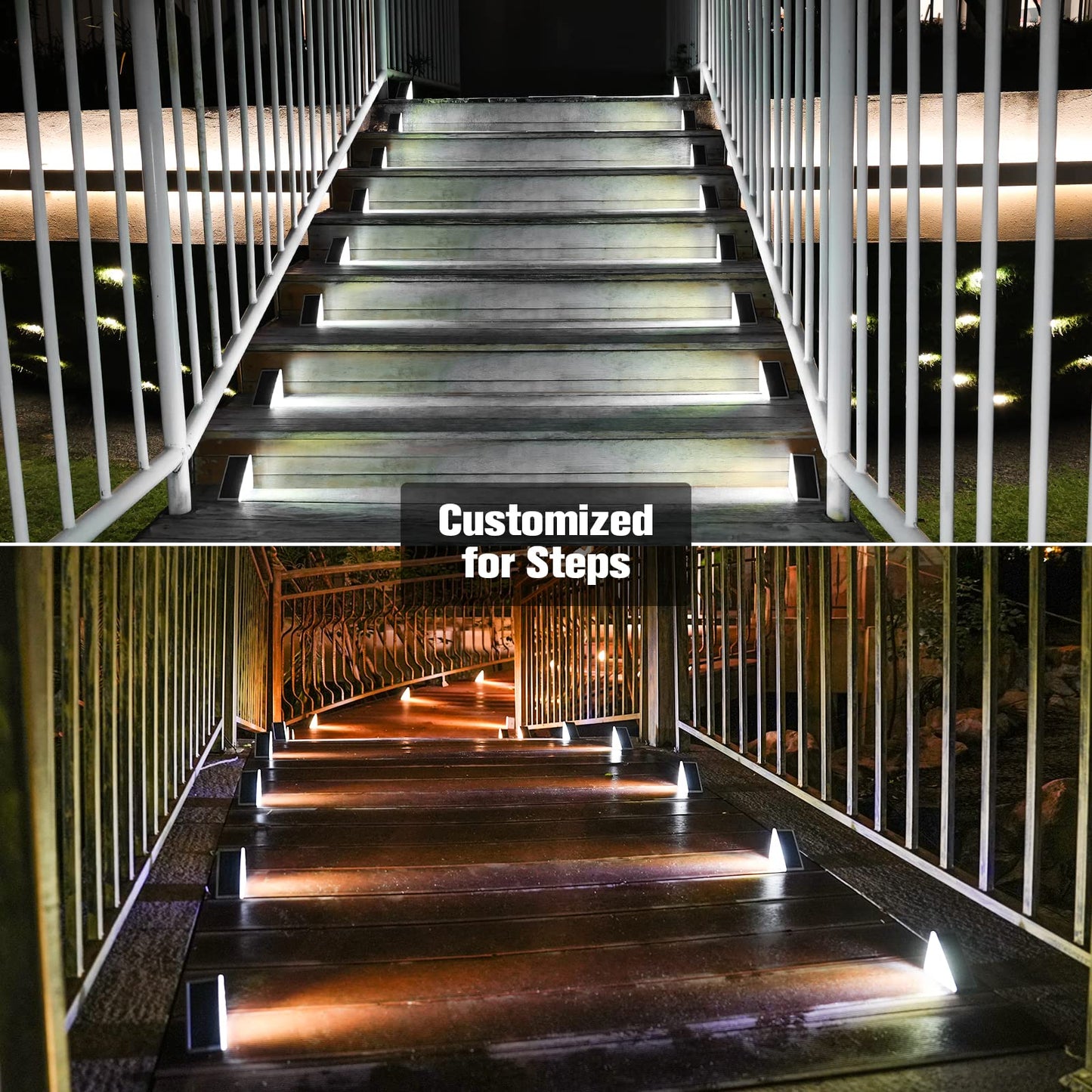 Volisun Solar Stair Lights 8 Pack, Waterproof Ip67, 13 Leds, Cool White, Outdoor Step Lighting For Yard, Patio, Porch, Deck - Model 21183Zm